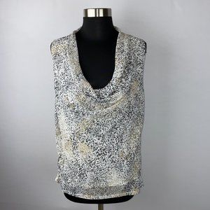 Ann Taylor Factory Sleeveless Roll Drop Neck Top M